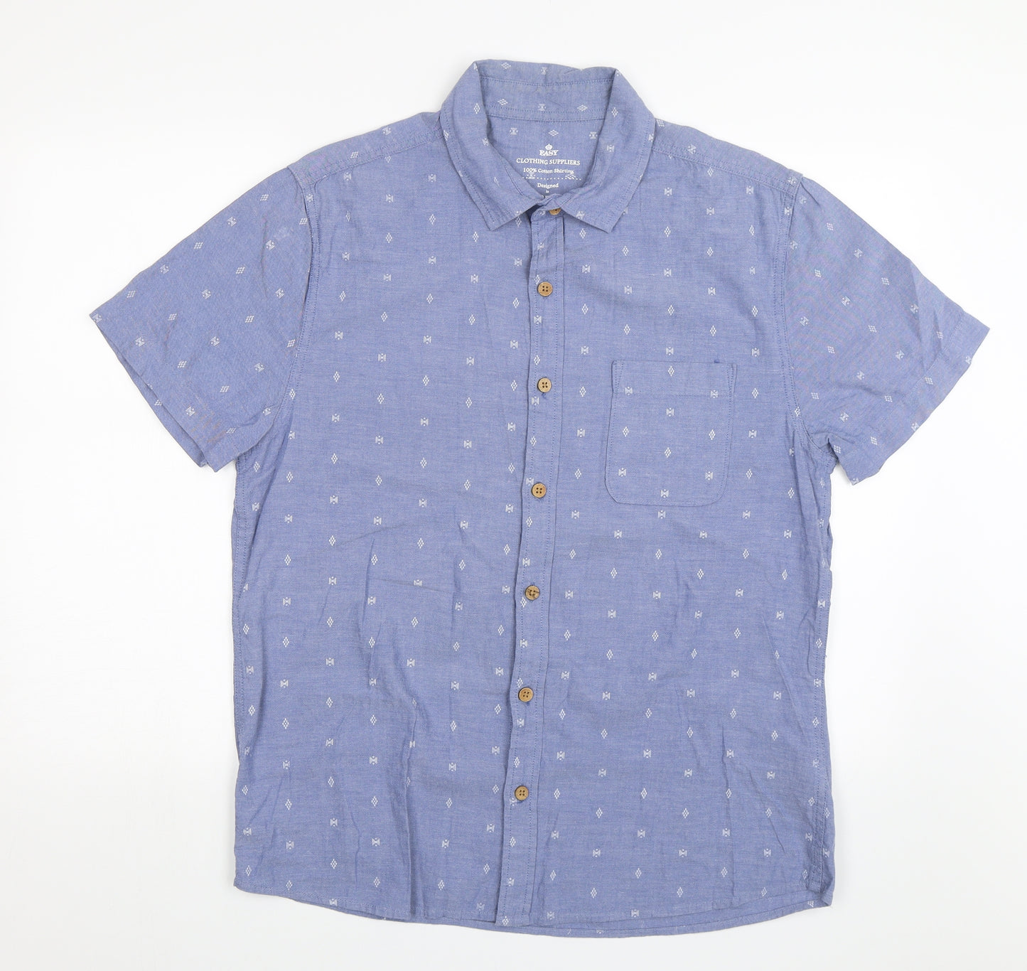 Easy Mens Blue    Button-Up Size L