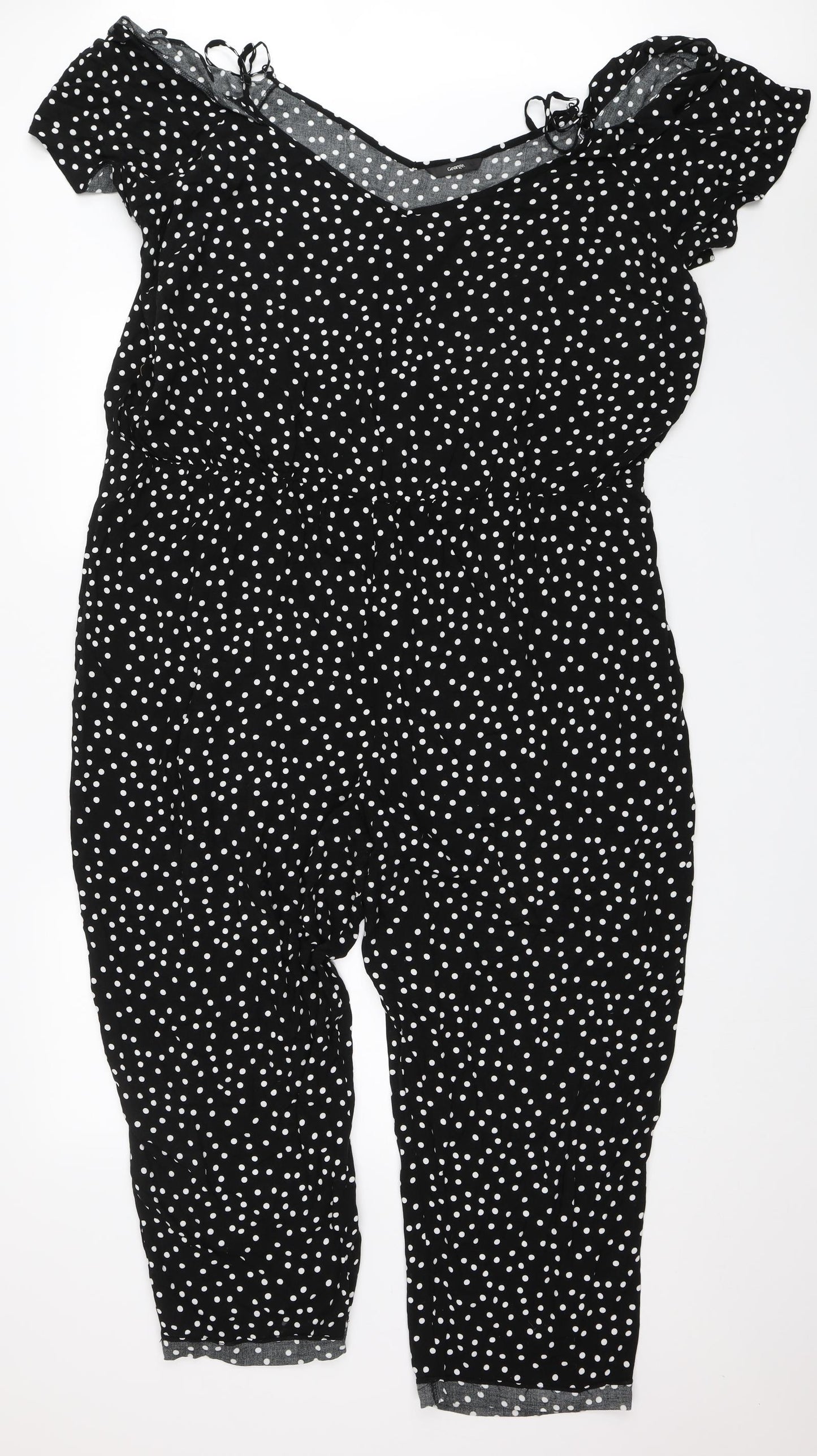 George Womens Black Polka Dot  Jumpsuit One-Piece Size 24