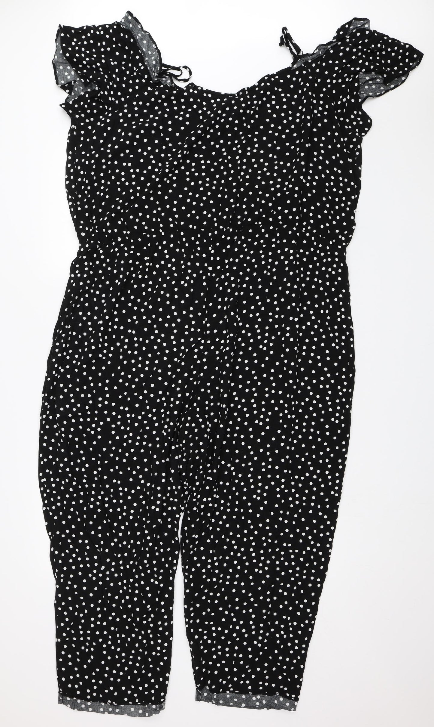 George Womens Black Polka Dot  Jumpsuit One-Piece Size 24