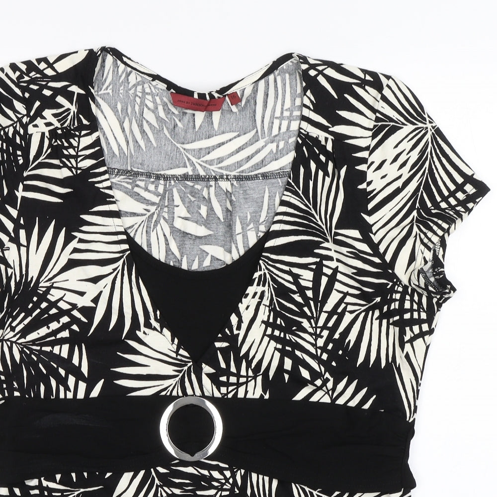 John Richmond Womens Black Floral  Basic Blouse Size 16