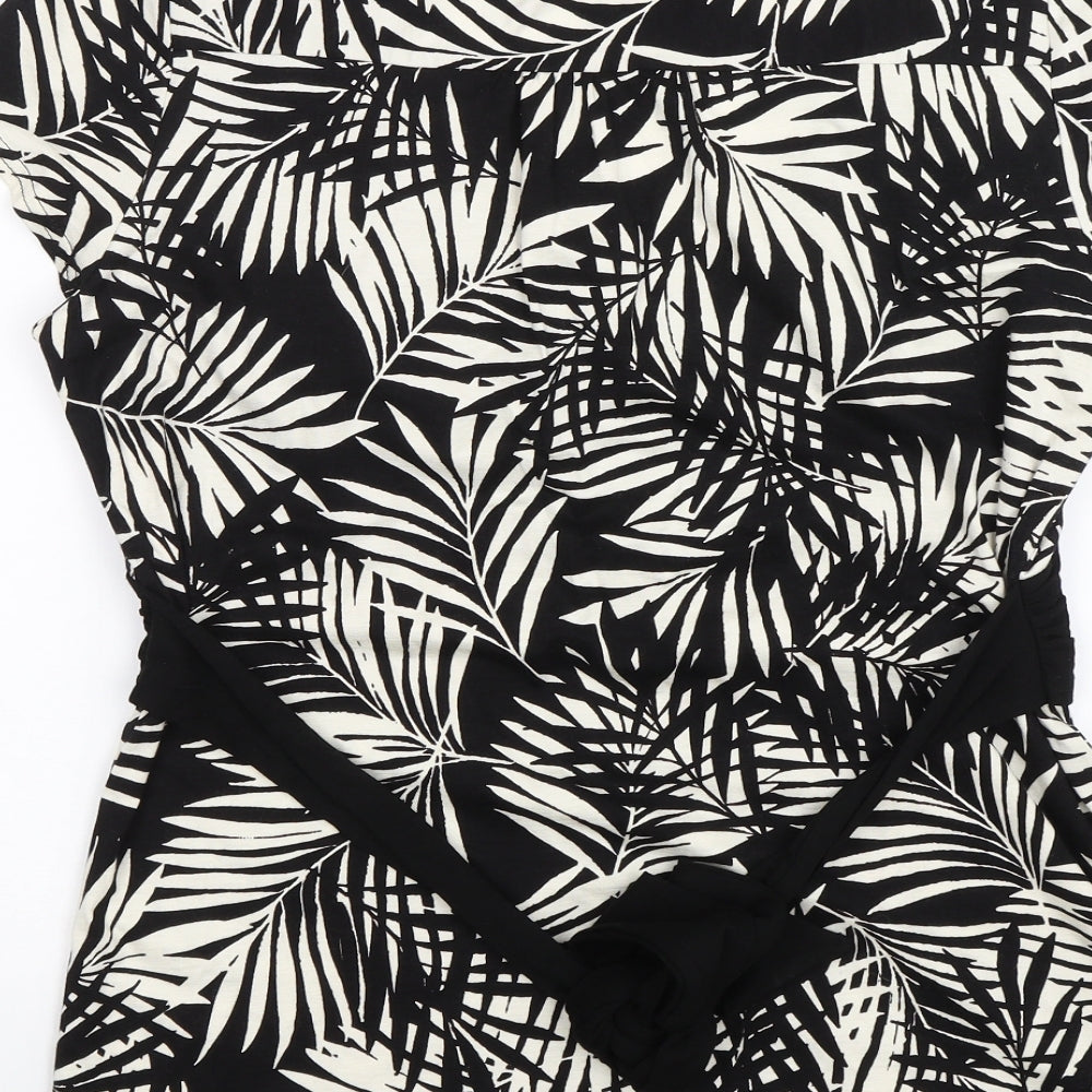 John Richmond Womens Black Floral  Basic Blouse Size 16