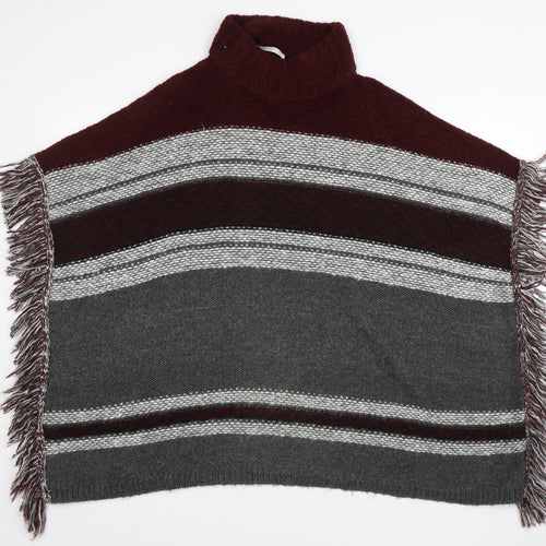 George Womens Grey Striped  Cape Jumper Size L