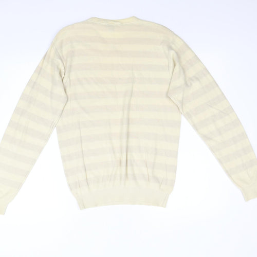 Stark Mens Beige Striped Knit Pullover Jumper Size S