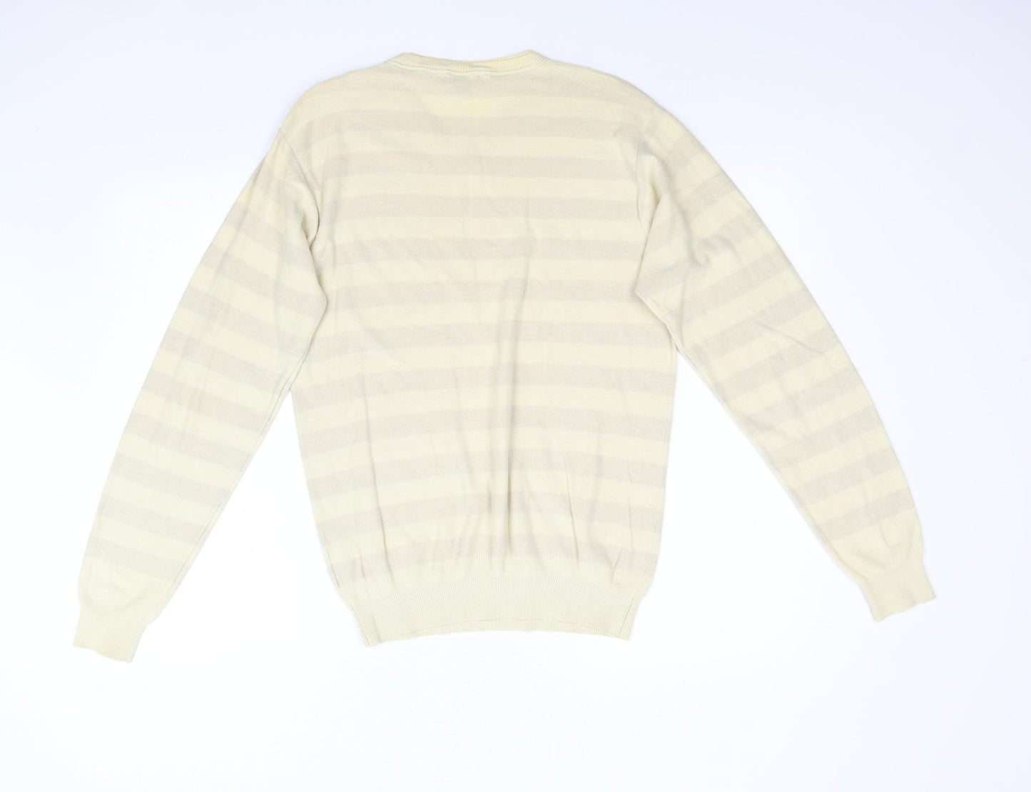 Stark Mens Beige Striped Knit Pullover Jumper Size S