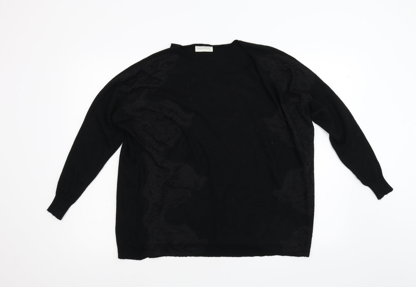 Sweet Girl Womens Black  Knit Pullover Jumper Size M