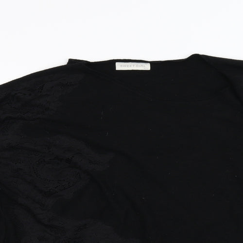 Sweet Girl Womens Black  Knit Pullover Jumper Size M