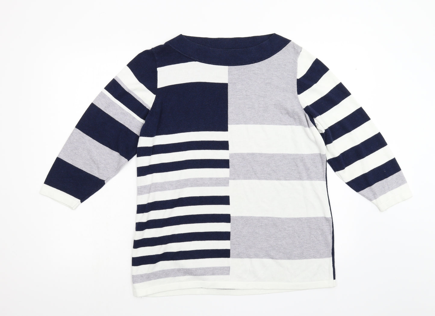 Preworn Womens Blue Striped Knit Pullover Jumper Size L