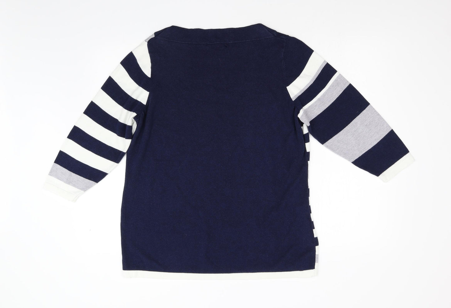 Preworn Womens Blue Striped Knit Pullover Jumper Size L