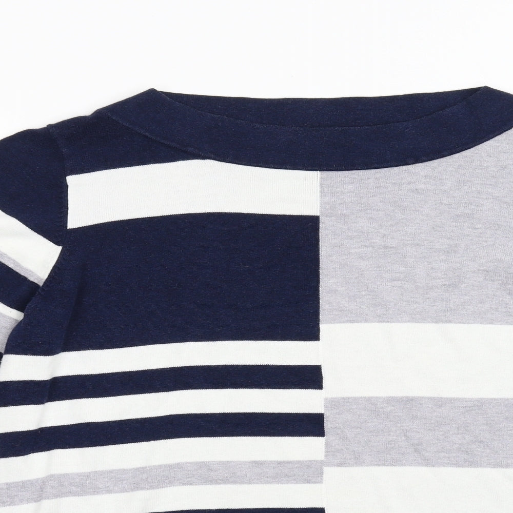 Preworn Womens Blue Striped Knit Pullover Jumper Size L