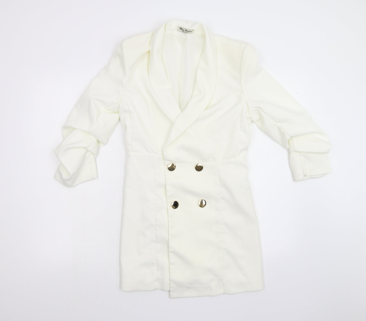Maia Hemera Womens Ivory   Jacket Blazer Size L  - Ruched Sleeves
