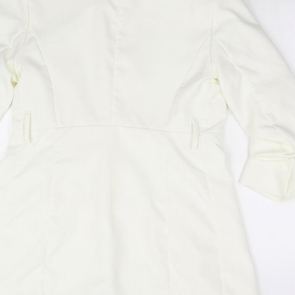 Maia Hemera Womens Ivory   Jacket Blazer Size L  - Ruched Sleeves