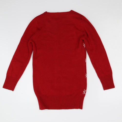 Miss Evie Girls Red  Knit Pullover Jumper Size 11-12 Years  - Christmas