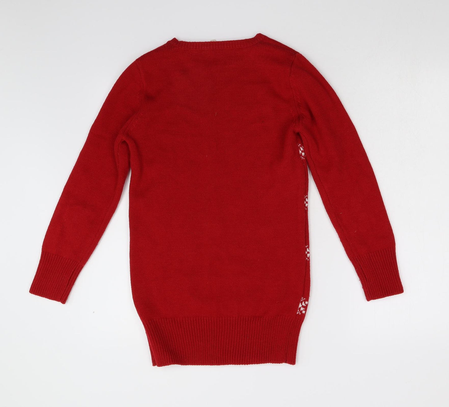 Miss Evie Girls Red  Knit Pullover Jumper Size 11-12 Years  - Christmas
