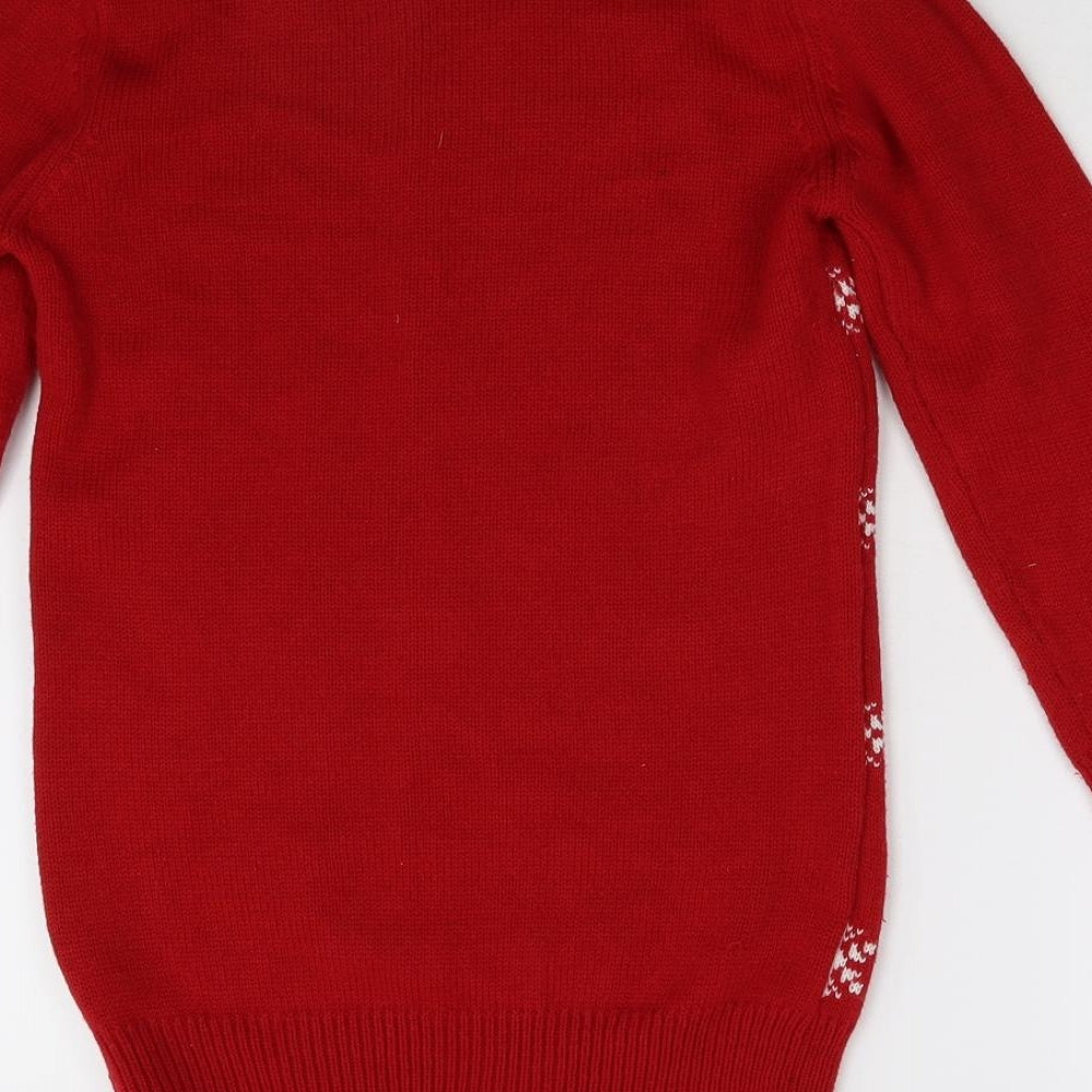 Miss Evie Girls Red  Knit Pullover Jumper Size 11-12 Years  - Christmas