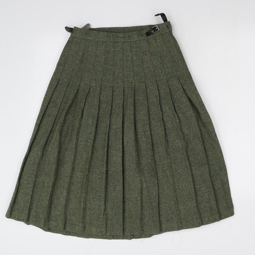 Preworn Womens Green  Tweed Pleated Skirt Size 10  - Kilt