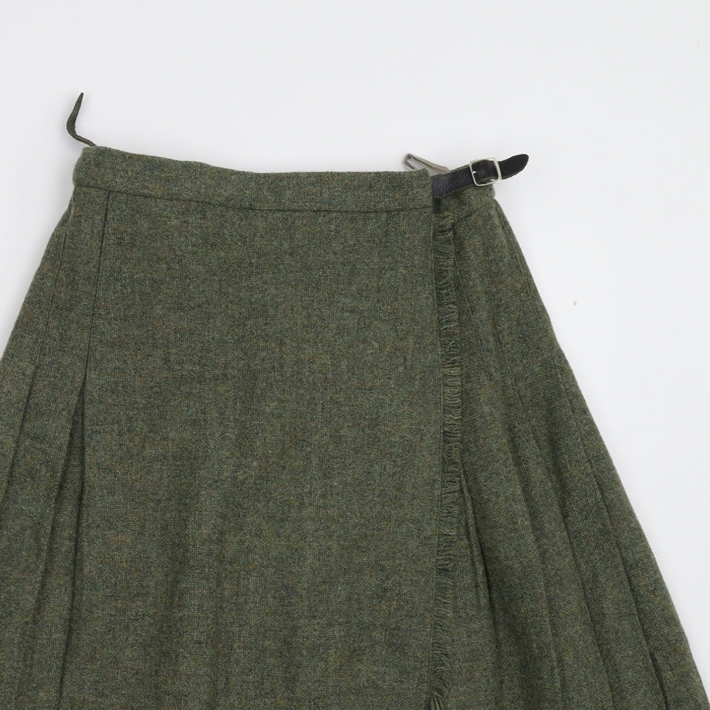 Preworn Womens Green  Tweed Pleated Skirt Size 10  - Kilt