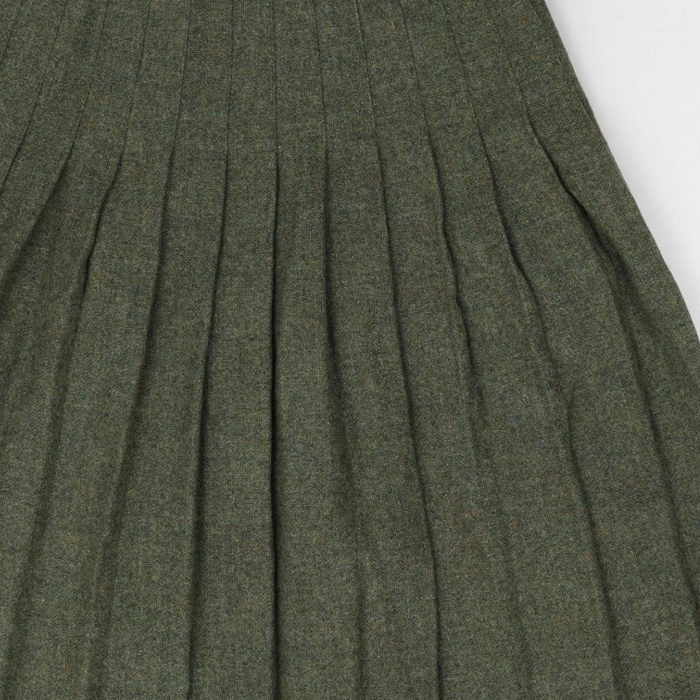 Preworn Womens Green  Tweed Pleated Skirt Size 10  - Kilt