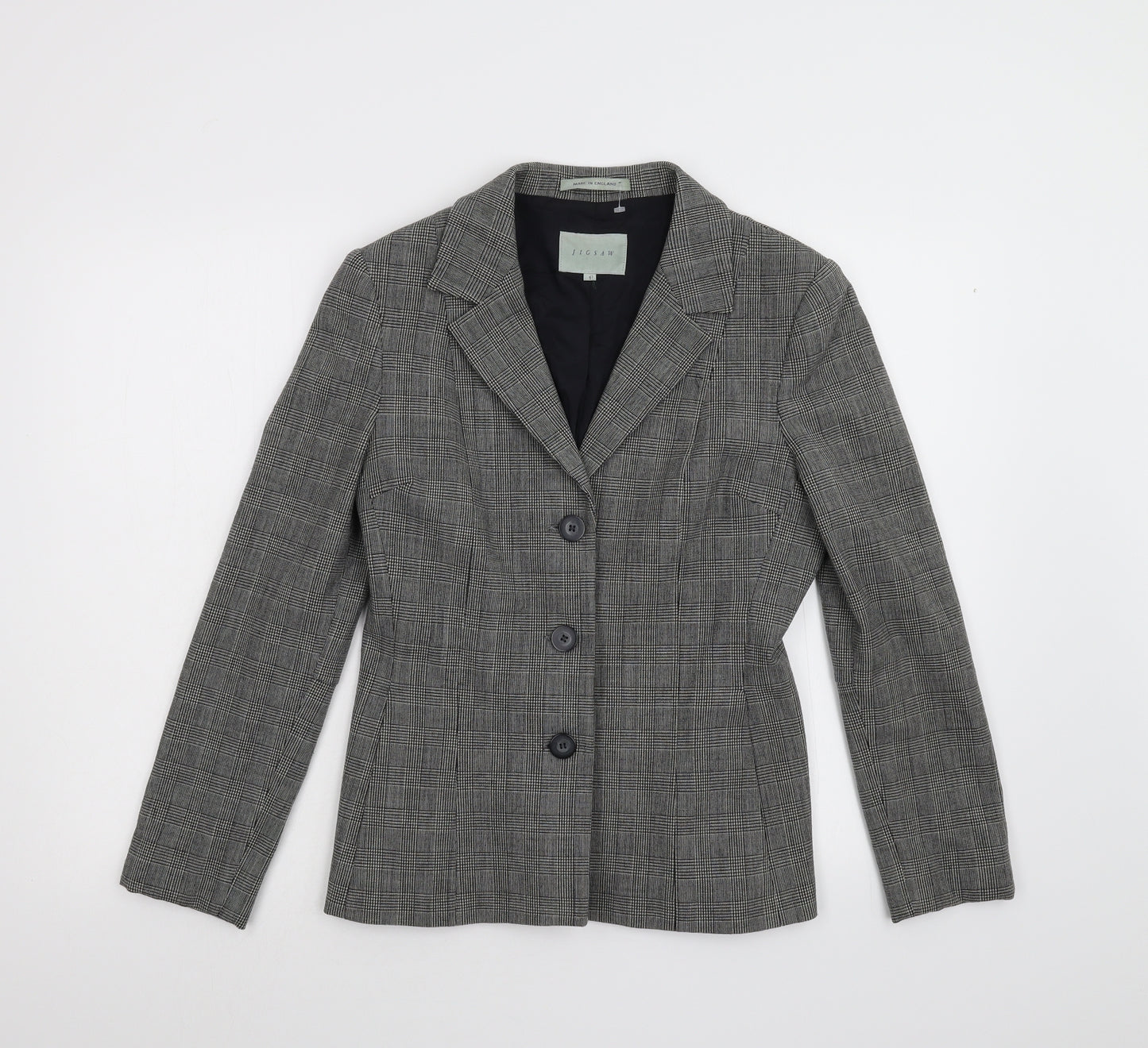 Jigsaw Womens Grey Check  Jacket Blazer Size S