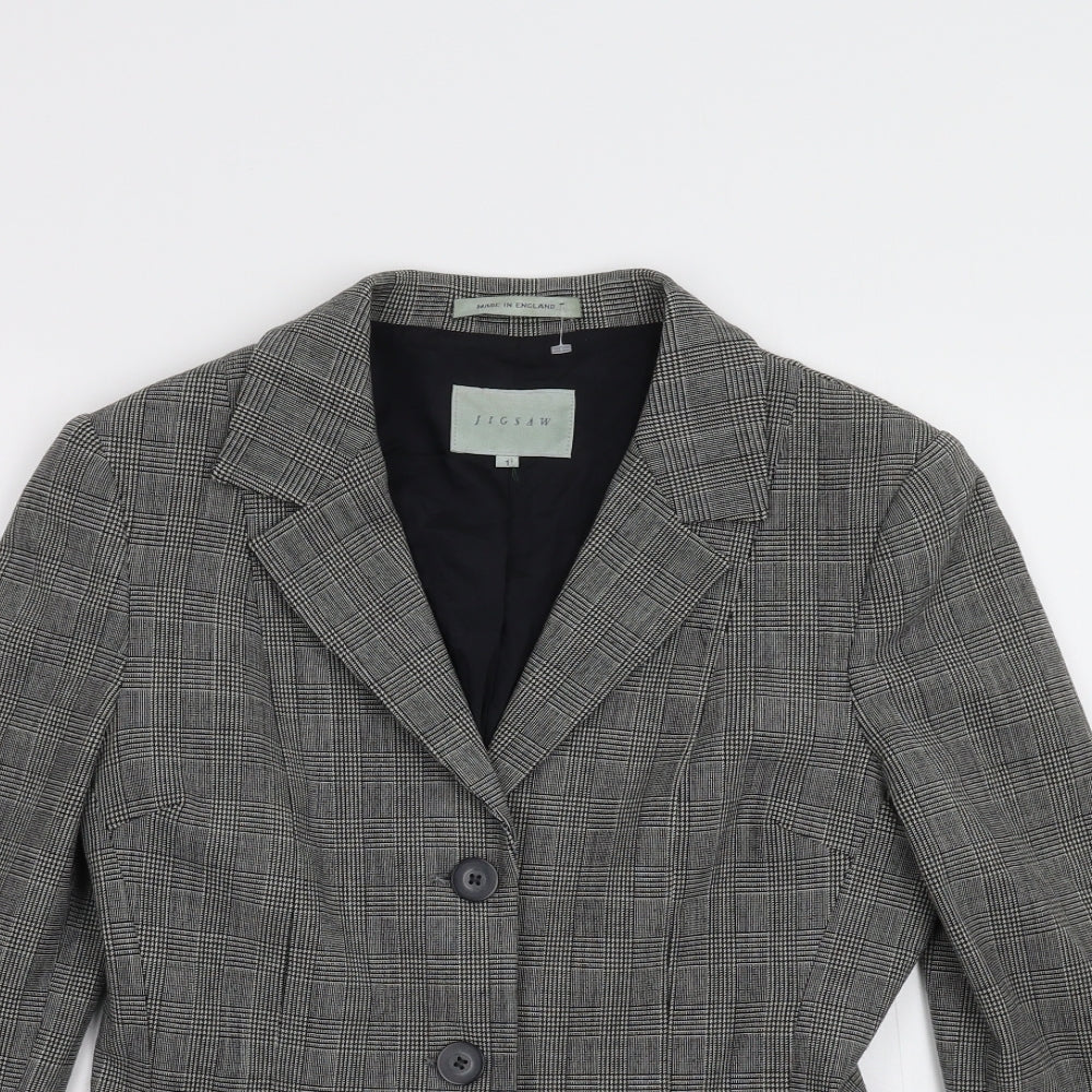 Jigsaw Womens Grey Check  Jacket Blazer Size S