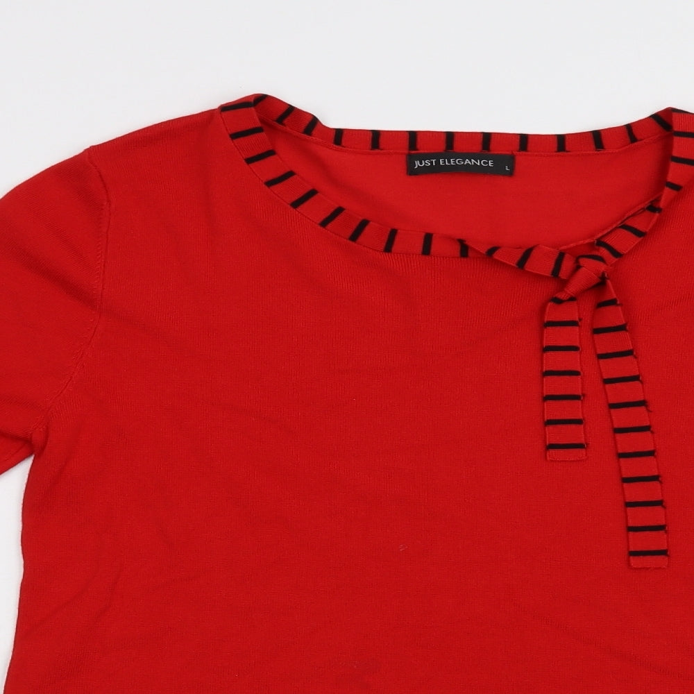 Just Elegance Womens Red  Knit Pullover Jumper Size L