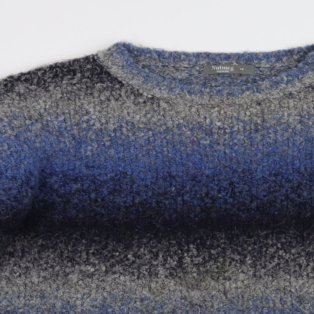Nutmeg Womens Blue  Knit Pullover Jumper Size 16