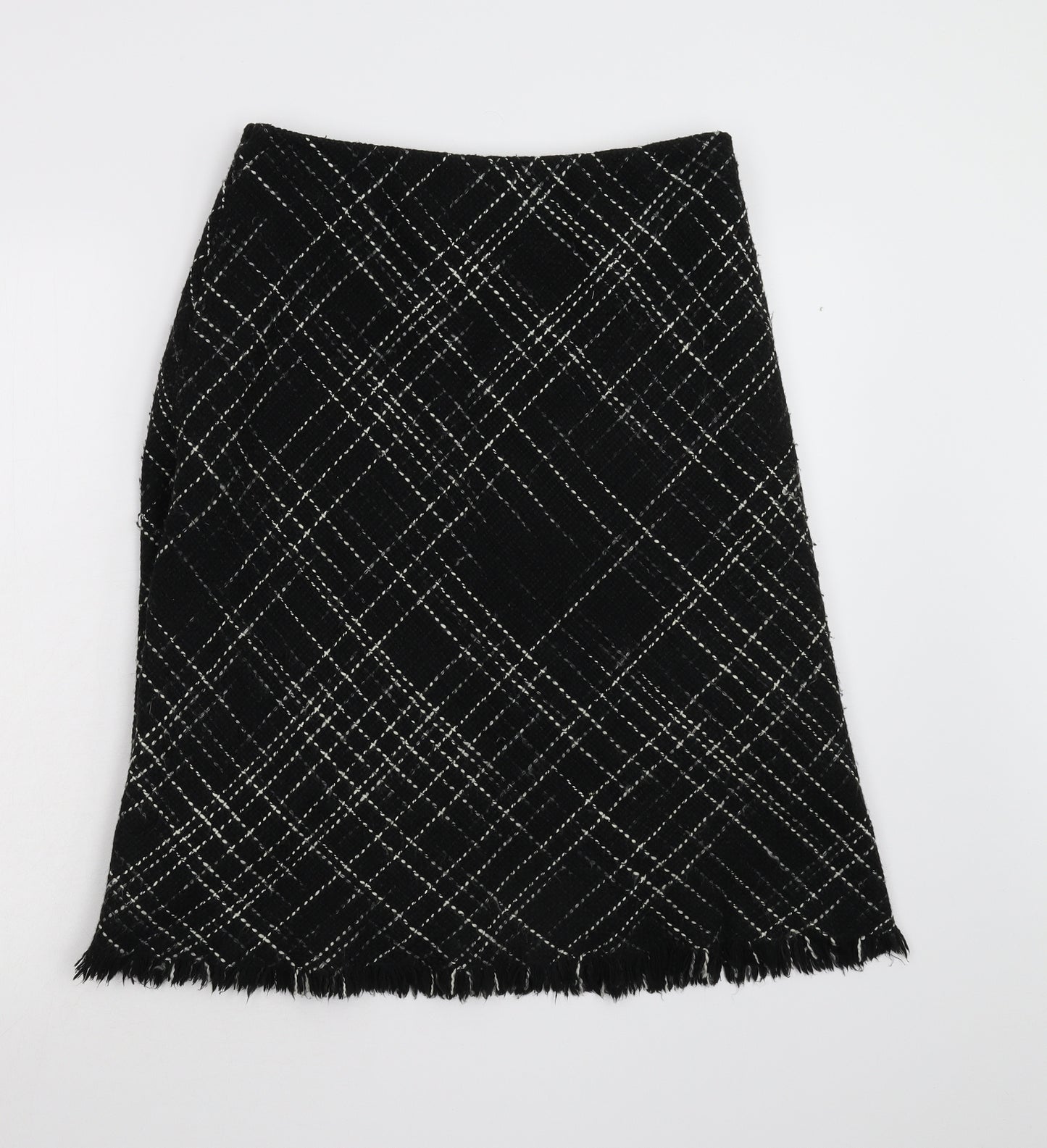 M&S Womens Black Check  A-Line Skirt Size 14