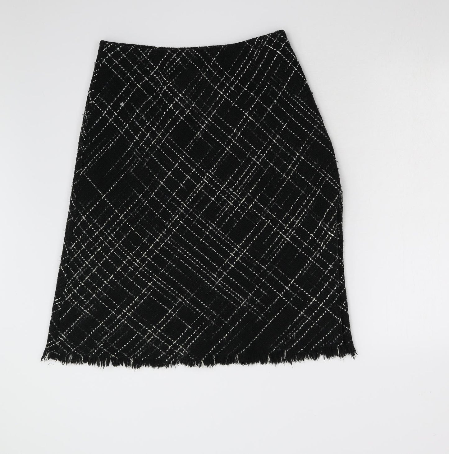 M&S Womens Black Check  A-Line Skirt Size 14