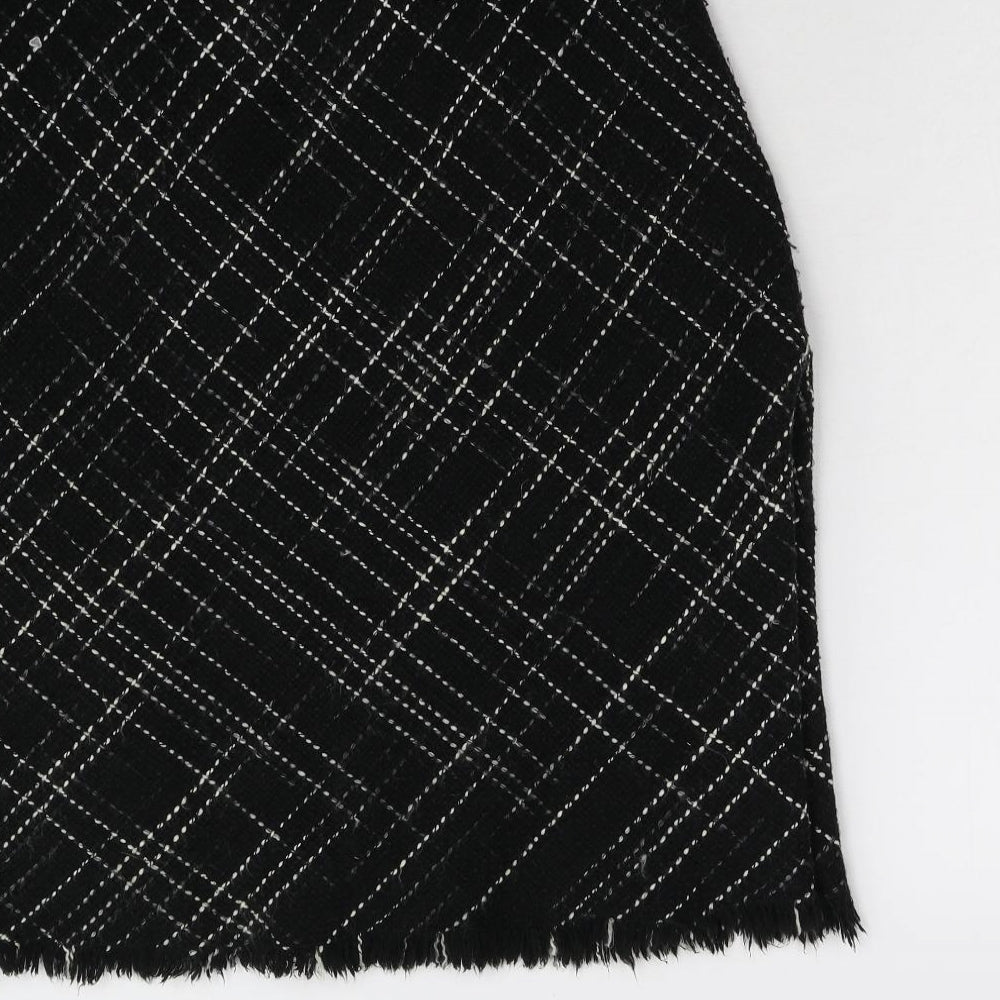 M&S Womens Black Check  A-Line Skirt Size 14