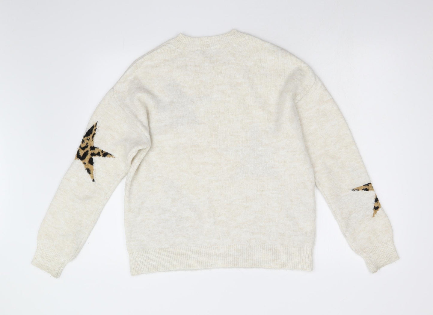 NEXT Womens Beige Geometric Knit Pullover Jumper Size S