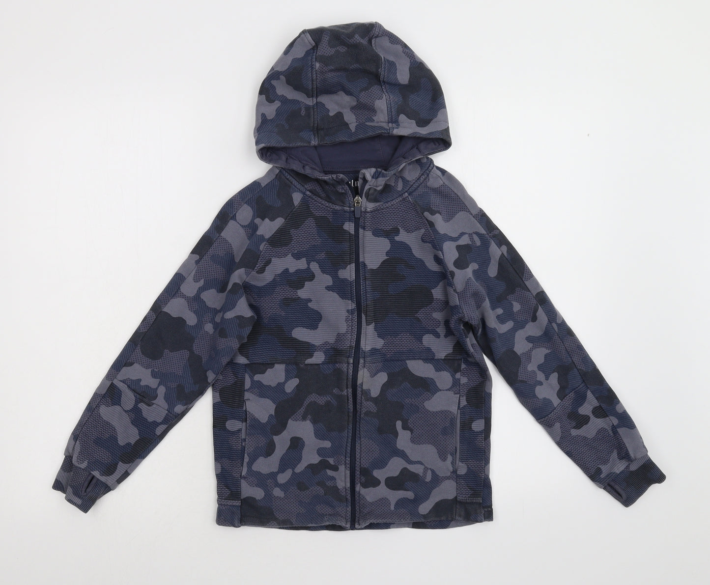 Nutmeg Boys Blue Camouflage  Full Zip Hoodie Size 8-9 Years