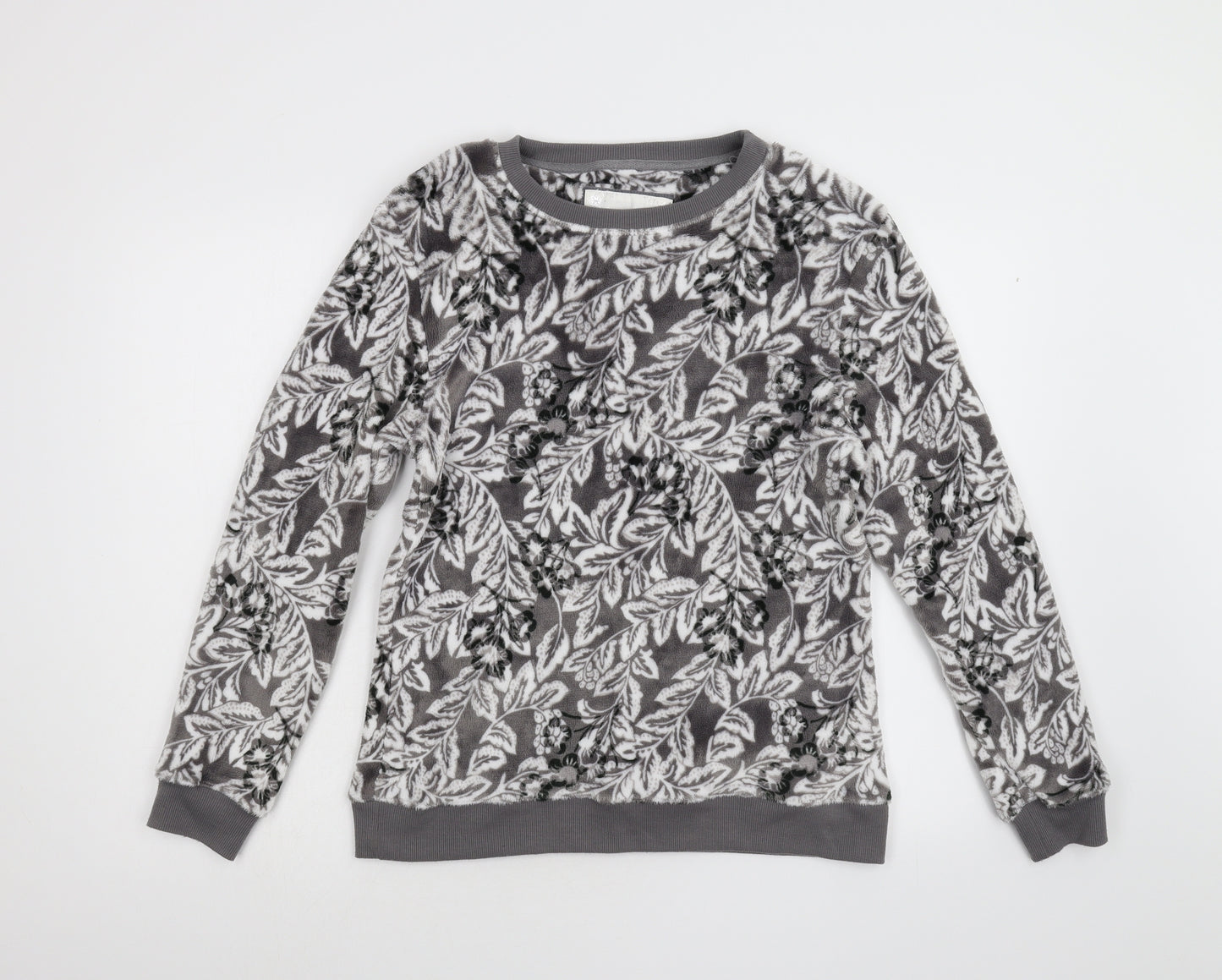 TU Womens Grey Floral Fleece Top Pyjama Top Size M