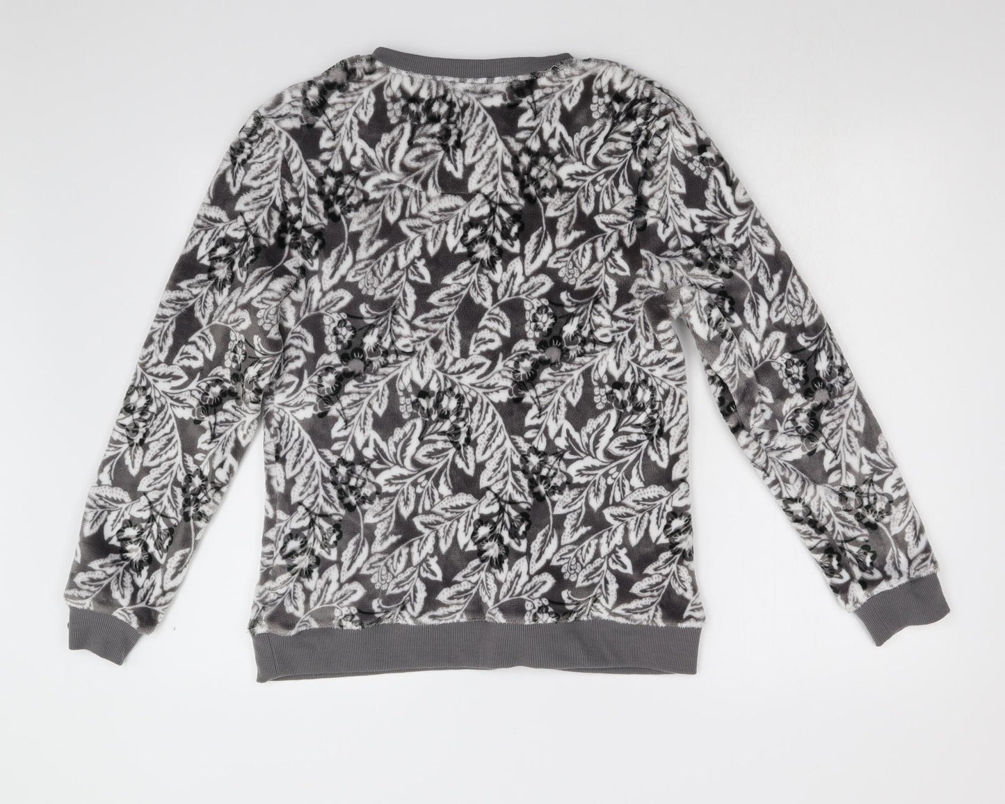 TU Womens Grey Floral Fleece Top Pyjama Top Size M