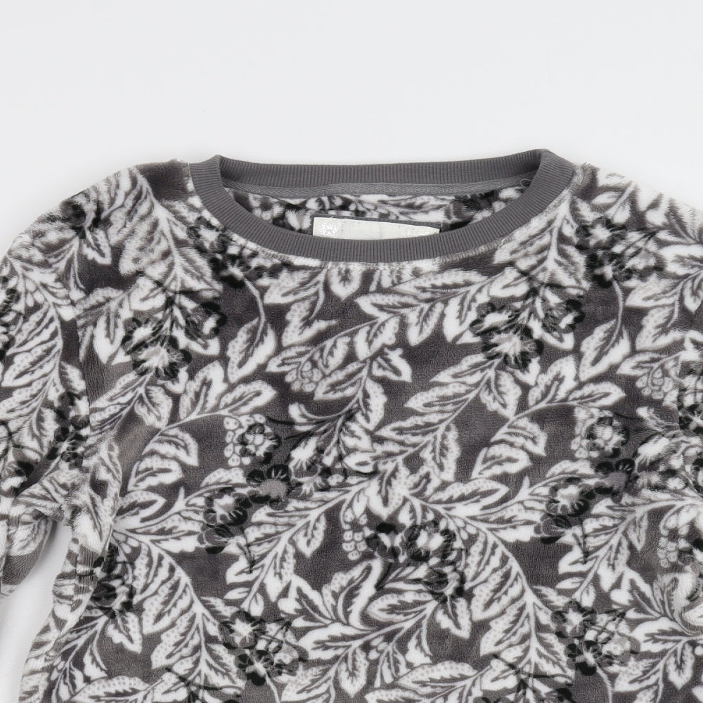 TU Womens Grey Floral Fleece Top Pyjama Top Size M