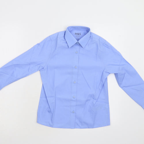 M&S Boys Blue   Basic Button-Up Size 8-9 Years  - School