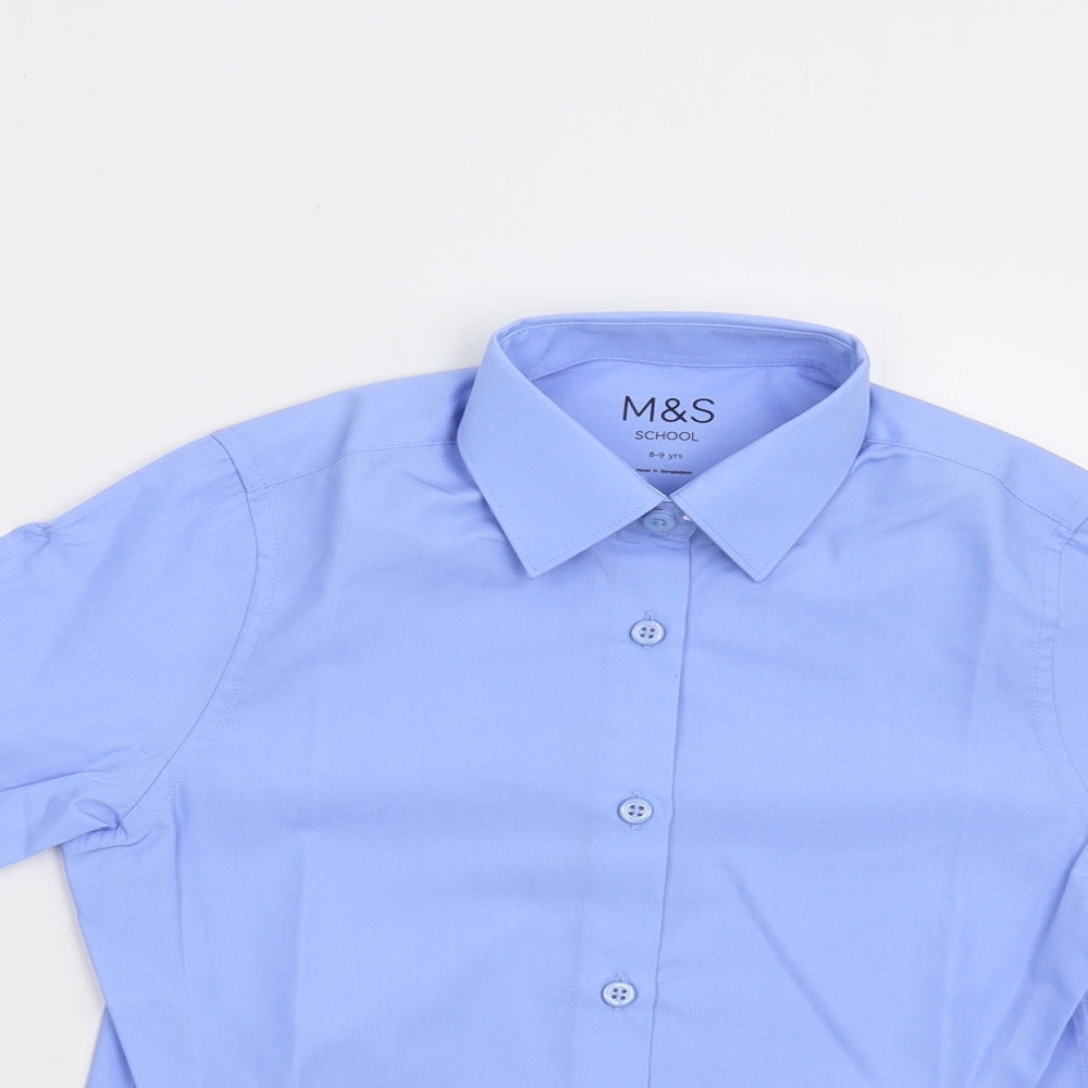 M&S Boys Blue   Basic Button-Up Size 8-9 Years