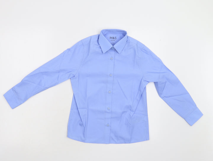 M&S Boys Blue   Basic Button-Up Size 8-9 Years