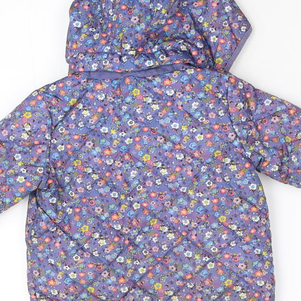 M&S  Blue Floral  Overcoat Coat Size 18-24 Months