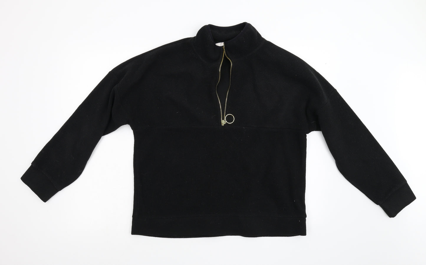 Primark Womens Black  Fleece Henley Jumper Size 10