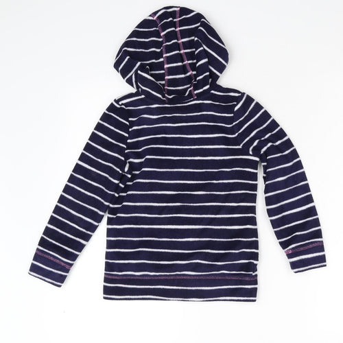George Girls Blue Striped Fleece Pullover Hoodie Size 6-7 Years