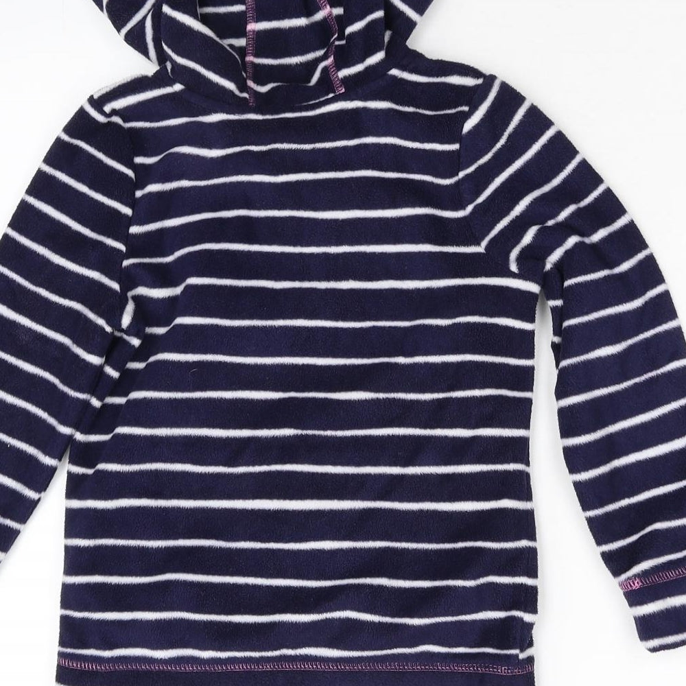 George Girls Blue Striped Fleece Pullover Hoodie Size 6-7 Years