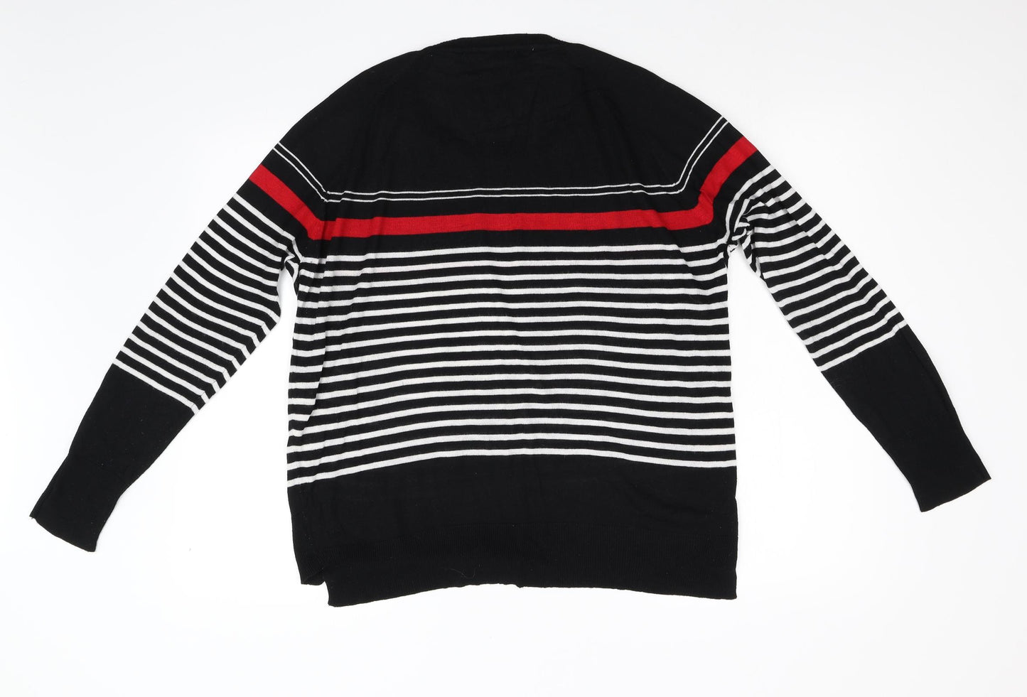 Love Knitwear Womens Black Striped Knit Pullover Jumper Size 16