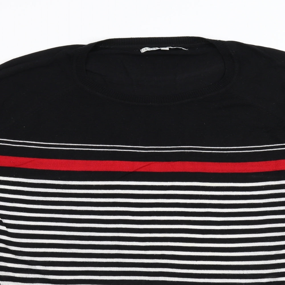 Love Knitwear Womens Black Striped Knit Pullover Jumper Size 16