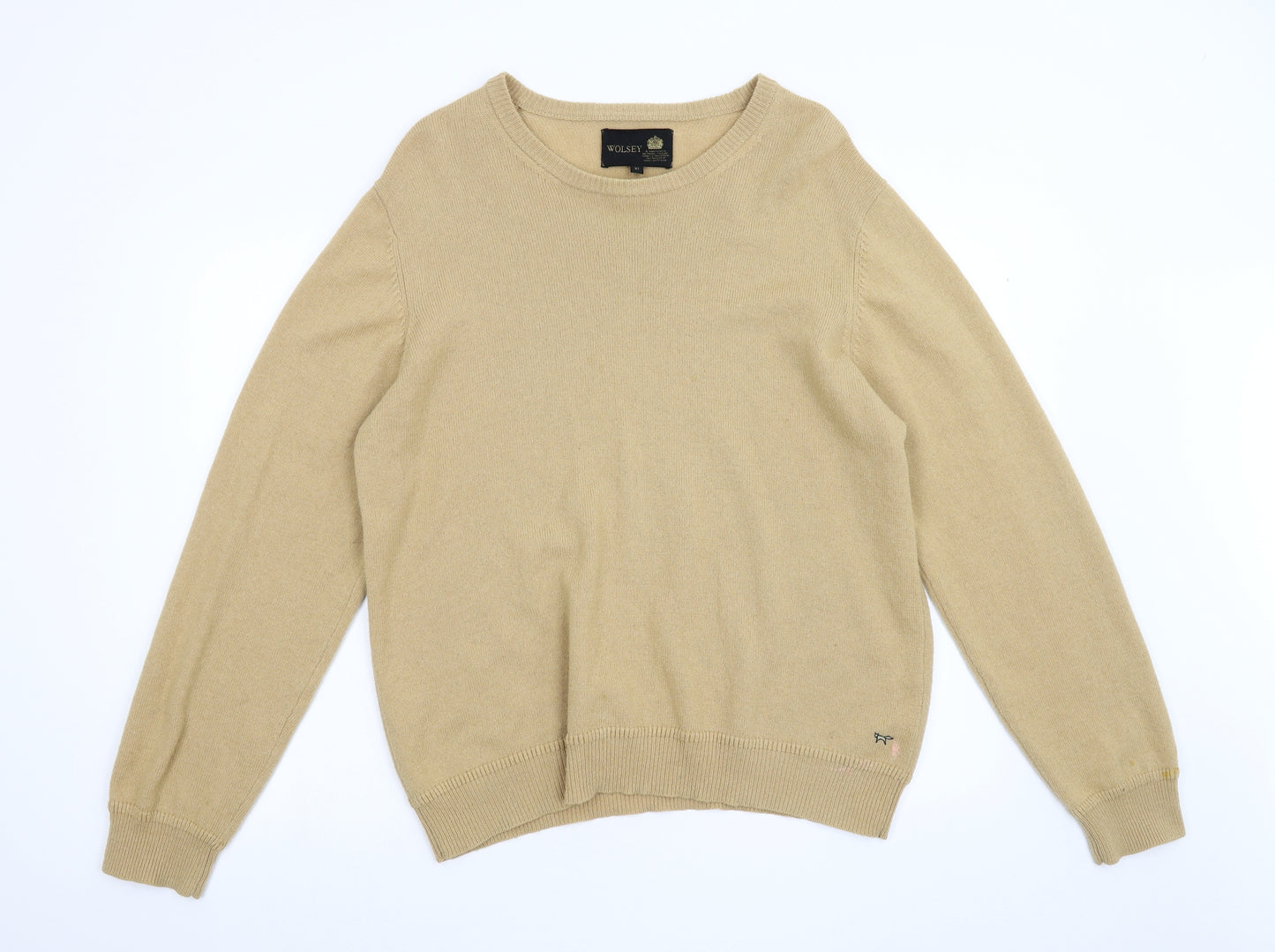 Wolsey Mens Beige  Knit Pullover Jumper Size XL  - 100% Lambswool
