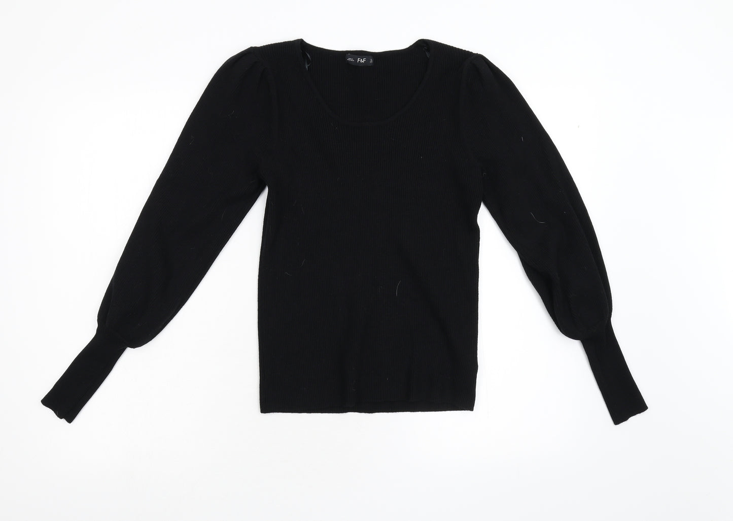 F&F Womens Black  Knit Pullover Jumper Size 12