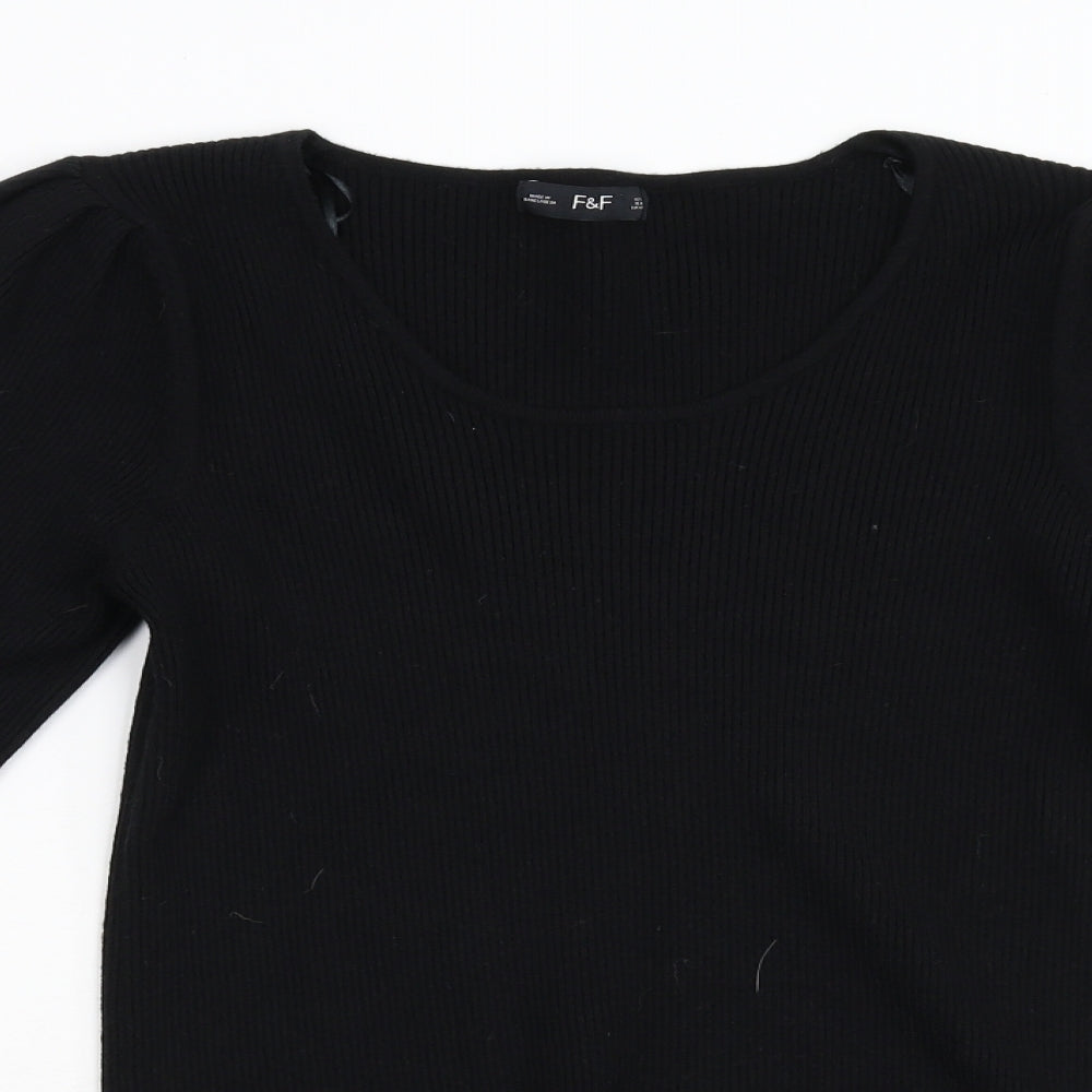 F&F Womens Black  Knit Pullover Jumper Size 12
