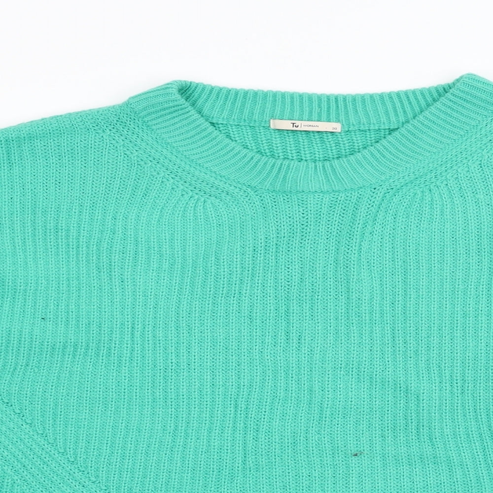 TU Womens Green  Knit Pullover Jumper Size 20
