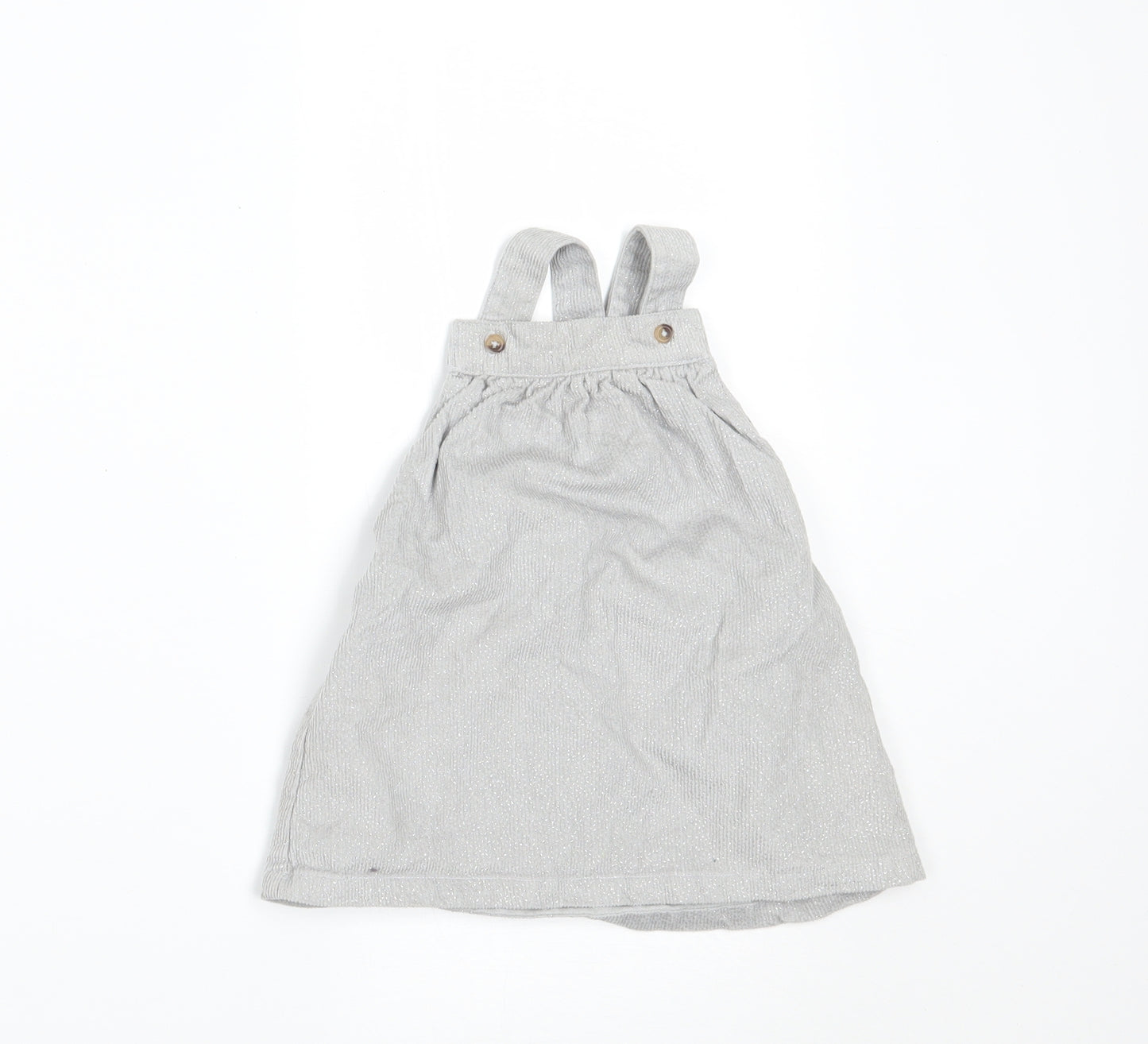 Marks and Spencer Girls Silver  Corduroy Pinafore/Dungaree Dress  Size 3-6 Months