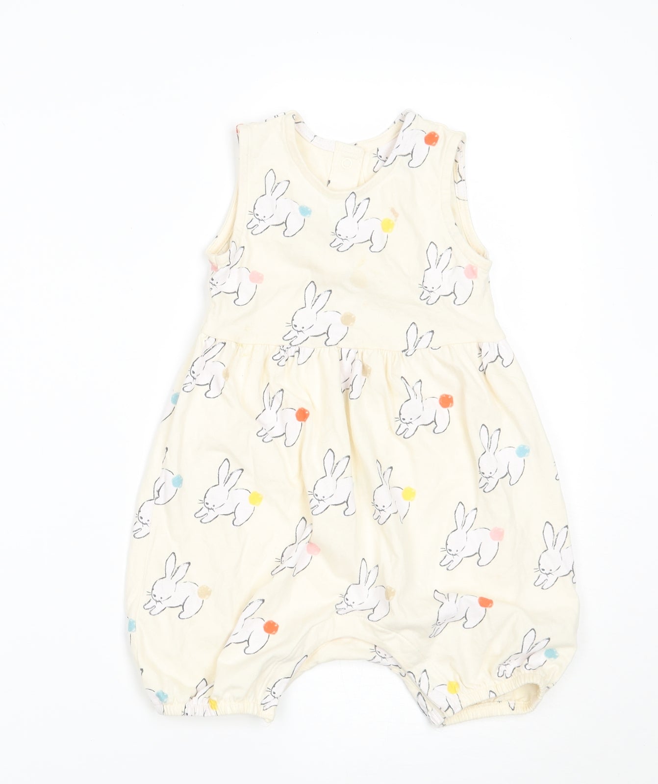 Marks and Spencer Girls Yellow Geometric  Romper One-Piece Size 18-24 Months  - Rabbit