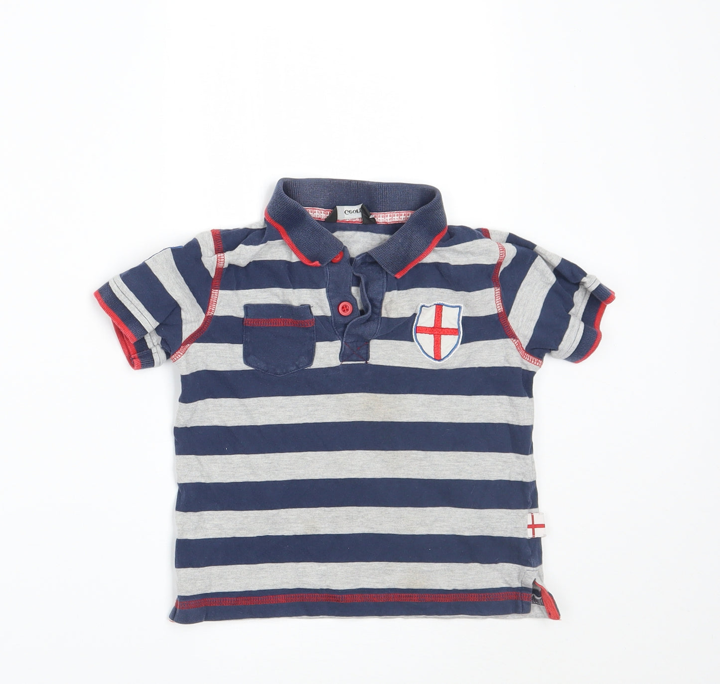 George Boys Blue Striped  Basic Polo Size 18-24 Months  - ENGLAND