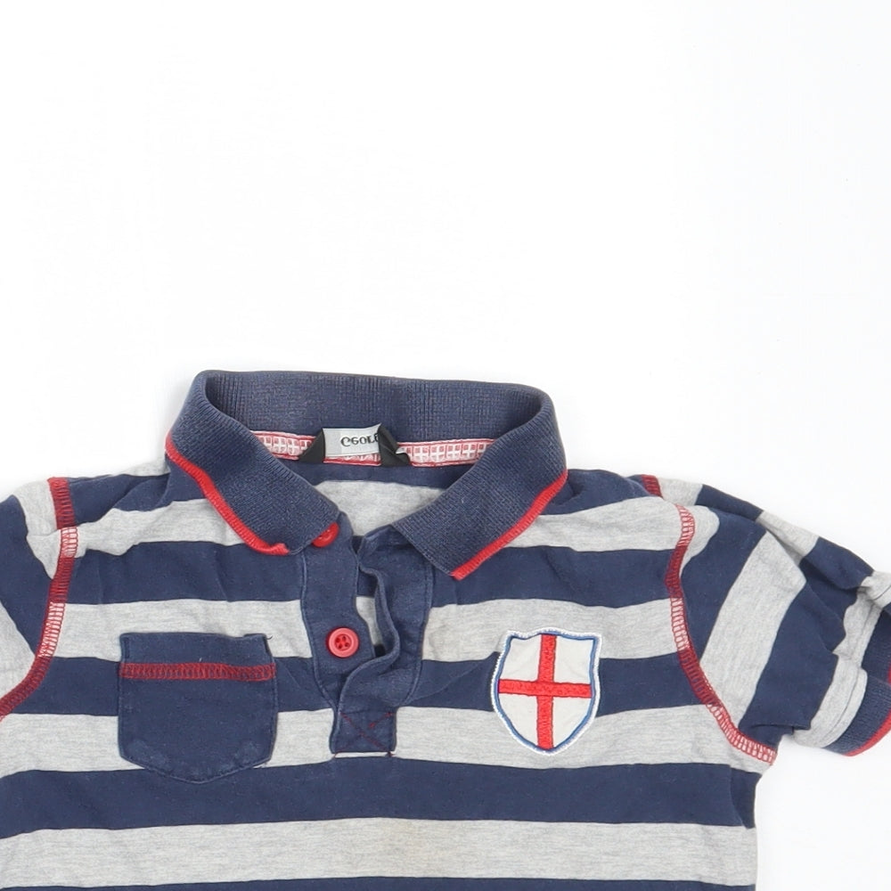 George Boys Blue Striped  Basic Polo Size 18-24 Months  - ENGLAND